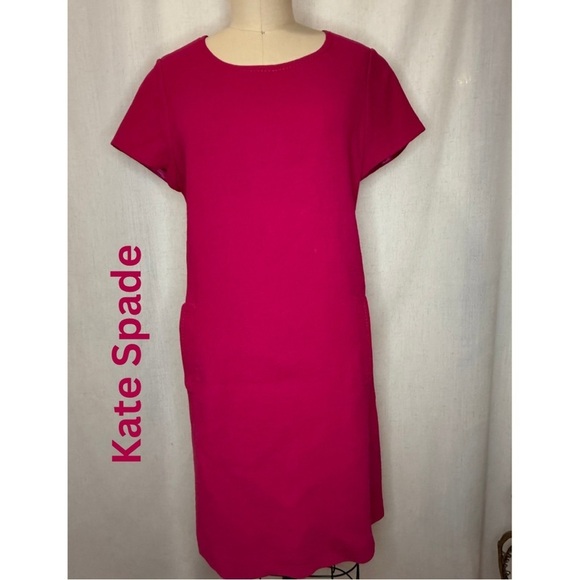 kate spade Dresses & Skirts - Kate Spade Hot Pink Shift Dress Size M Short Sleeve Pocket Detail Classic